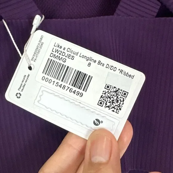 Lululemon Like a Cloud Ribbed Longline Bra D/DD Magenta NWT Rare Yoga Pilates 8 - Picture 6 of 9
